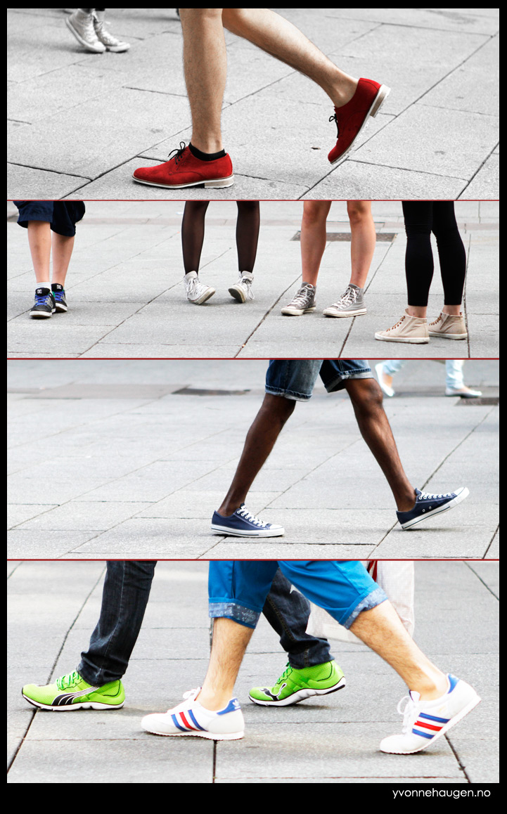 Feet, shoes walking in the street