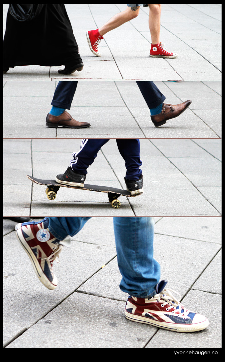 Feet, shoes walking in the street