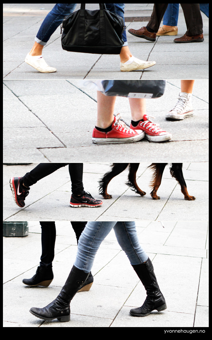 Feet, shoes walking in the street